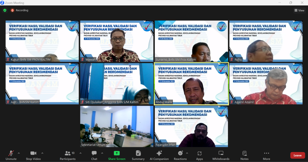 Kegiatan verifikasi hasil validasi dan penyusunan rekomendasi tahap ke 3 yang dilaksanakan secara hybrid (daring dan luring)