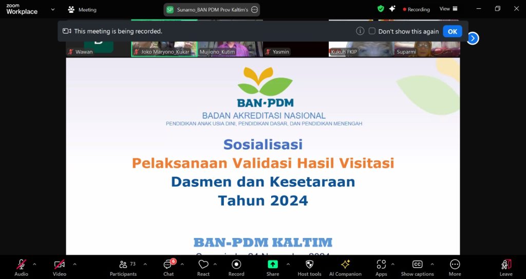 penguatan asesor validasi hasil visitasi dasmen tahun 2024